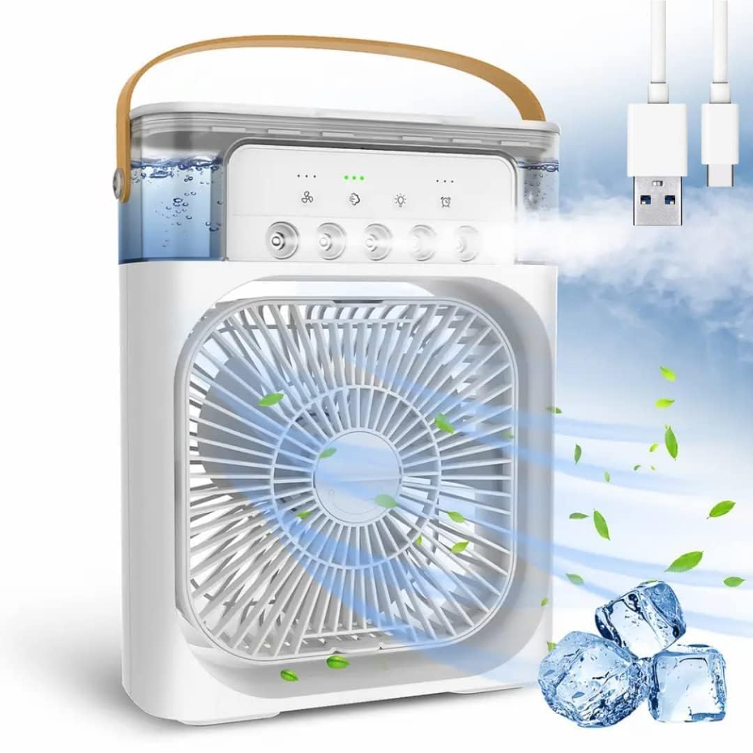 Portable mini air cooler fan with humidifier for office and bedroom