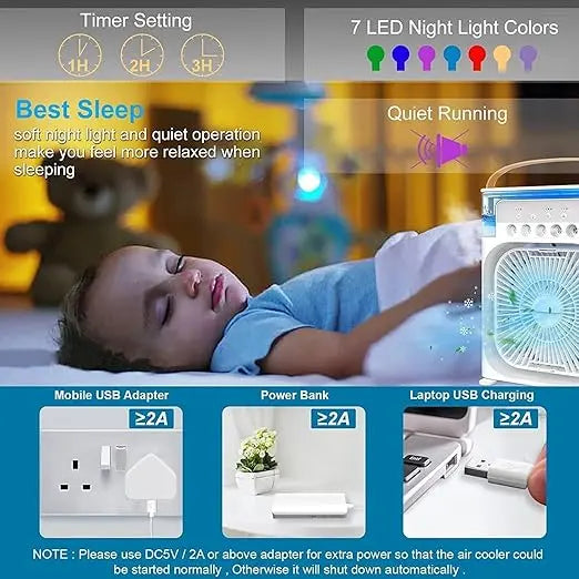 Compact portable cooling fan for small rooms