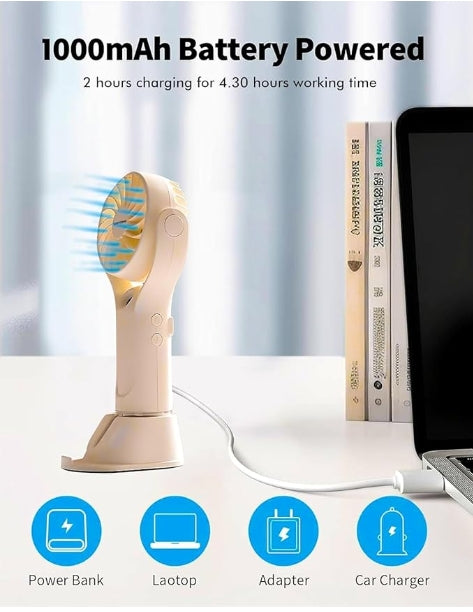 Portable Hand Fan with Mist Spray Humidifier & Rechargeable USB