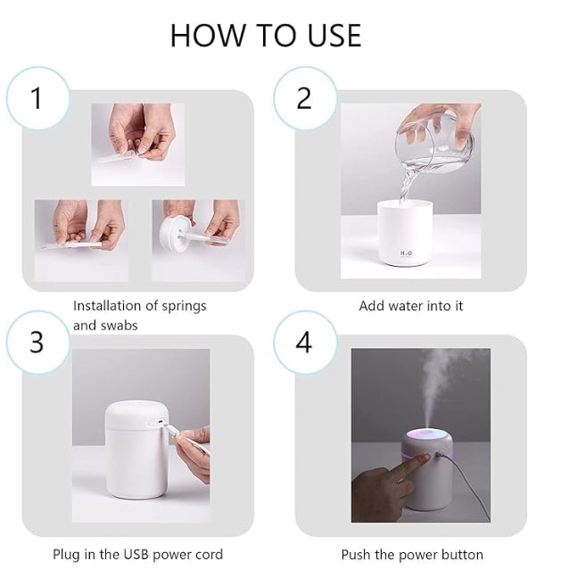 Portable Mini Humidifier with LED Night Light & Aroma Mist
